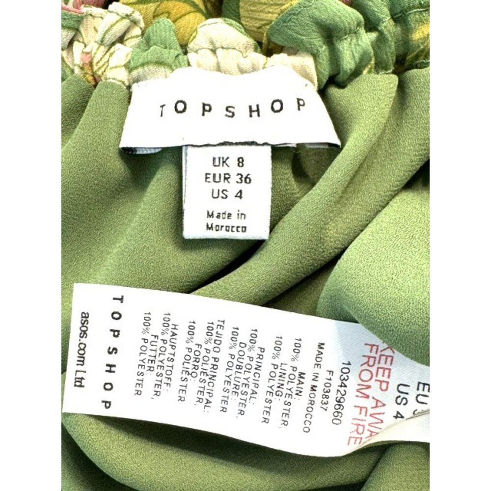TOPSHOP 70'S RETRO FLORAL PRINT CHIFFON MIDI DRESS OPEN BACK LONG SLEEVE SIZE 4 - Picture 15 of 15